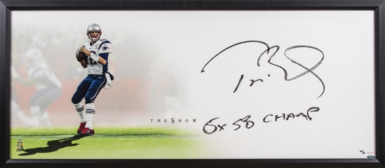Tom Brady Signed & Inscribed New England Patriots 20x46 Framed Display - 15" Signature! (UDA & Tristar)